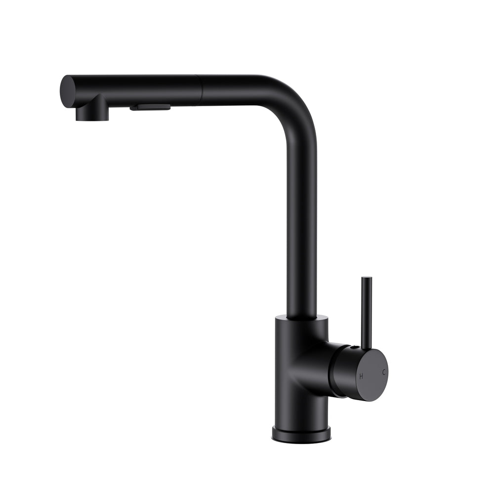 Rectangle Pull-Out Kitchen Mixer Tap Swivel Black