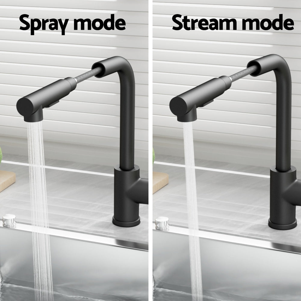 Rectangle Pull-Out Kitchen Mixer Tap Swivel Black