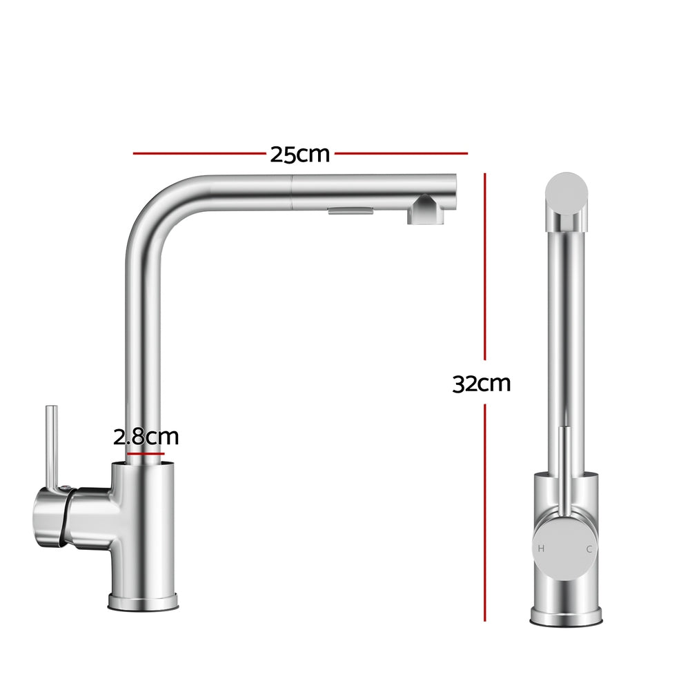 Rectangle Pull-Out Kitchen Mixer Tap Swivel Chrome