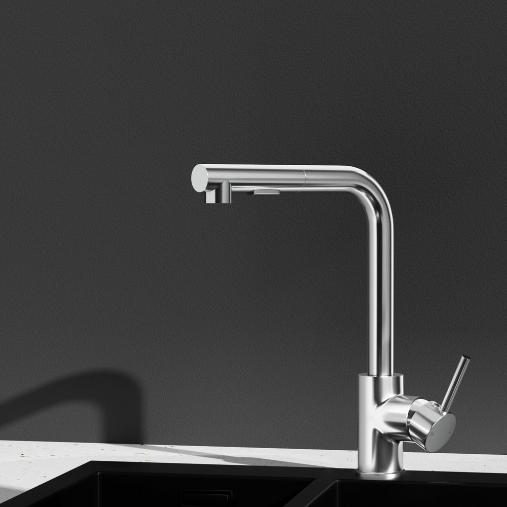 Rectangle Pull-Out Kitchen Mixer Tap Swivel Chrome