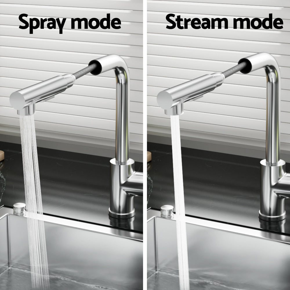 Rectangle Pull-Out Kitchen Mixer Tap Swivel Chrome