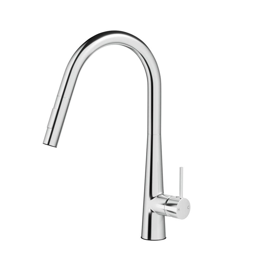 Round Chrome Kitchen Mixer Tap Pull-Out Swivel 2-Mode