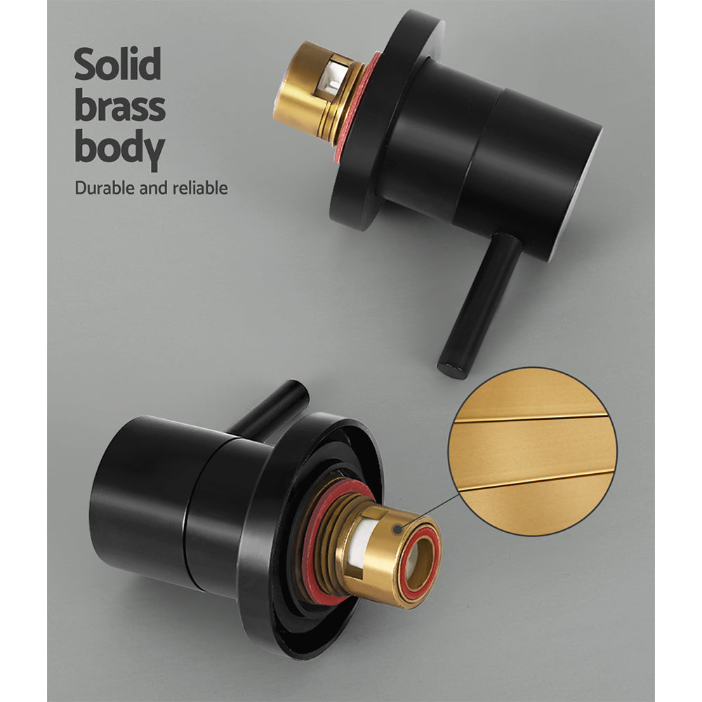 Cefito Twin Tap Wall Basin Faucet Brass Matte Black
