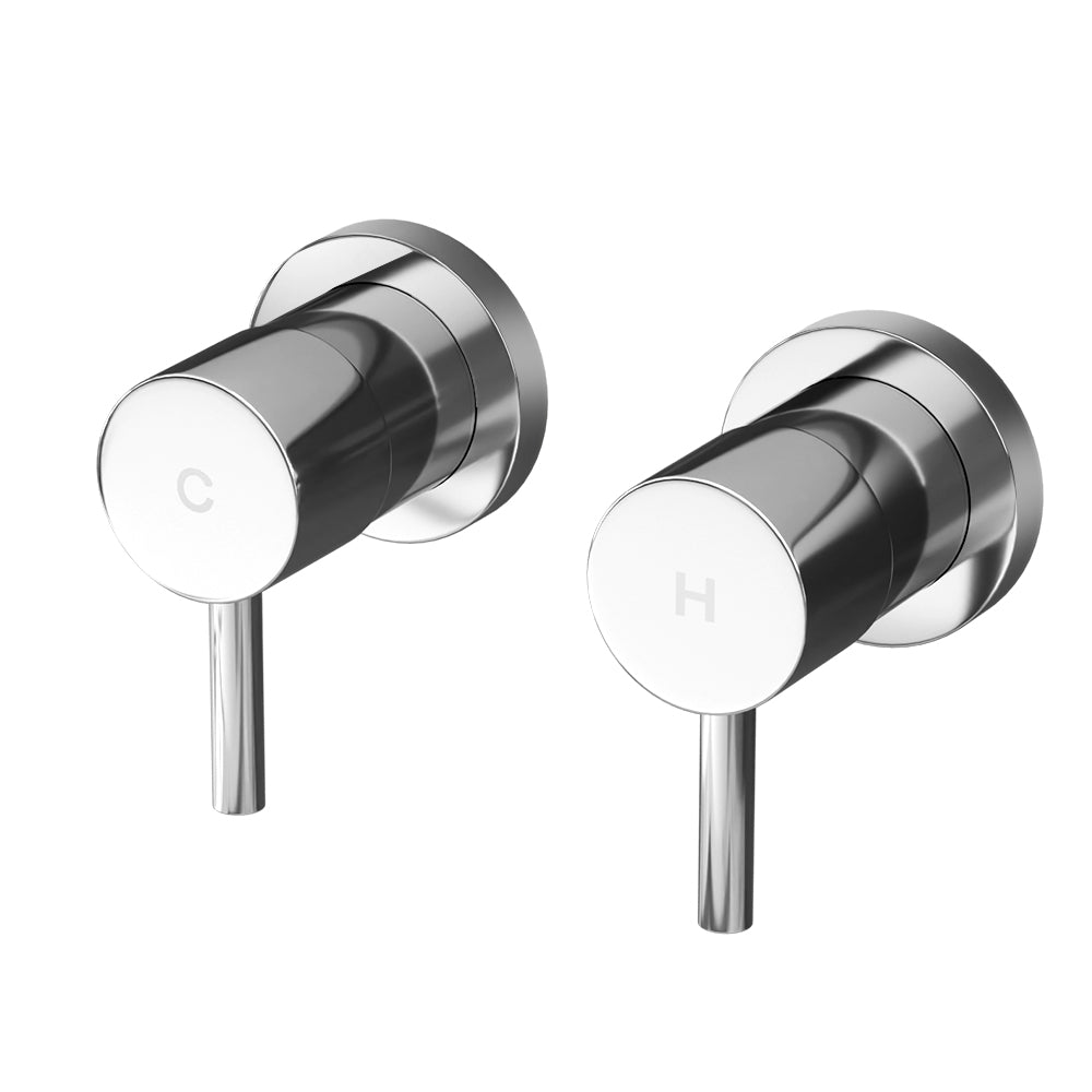 Cefito Twin Tap Wall-Mounted Brass Faucet Chrome