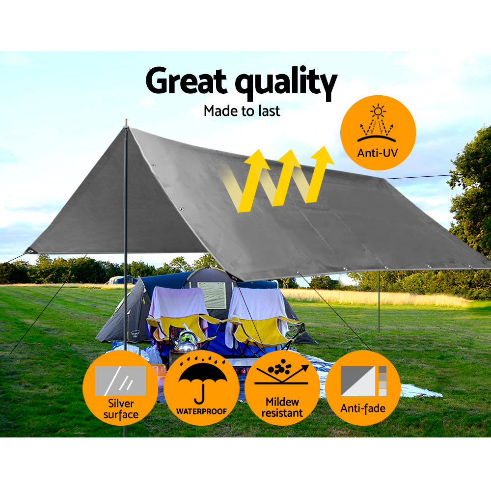 Instahut 3x3.6m Canvas Tarpaulin Heavy Duty Camping Sun Cover