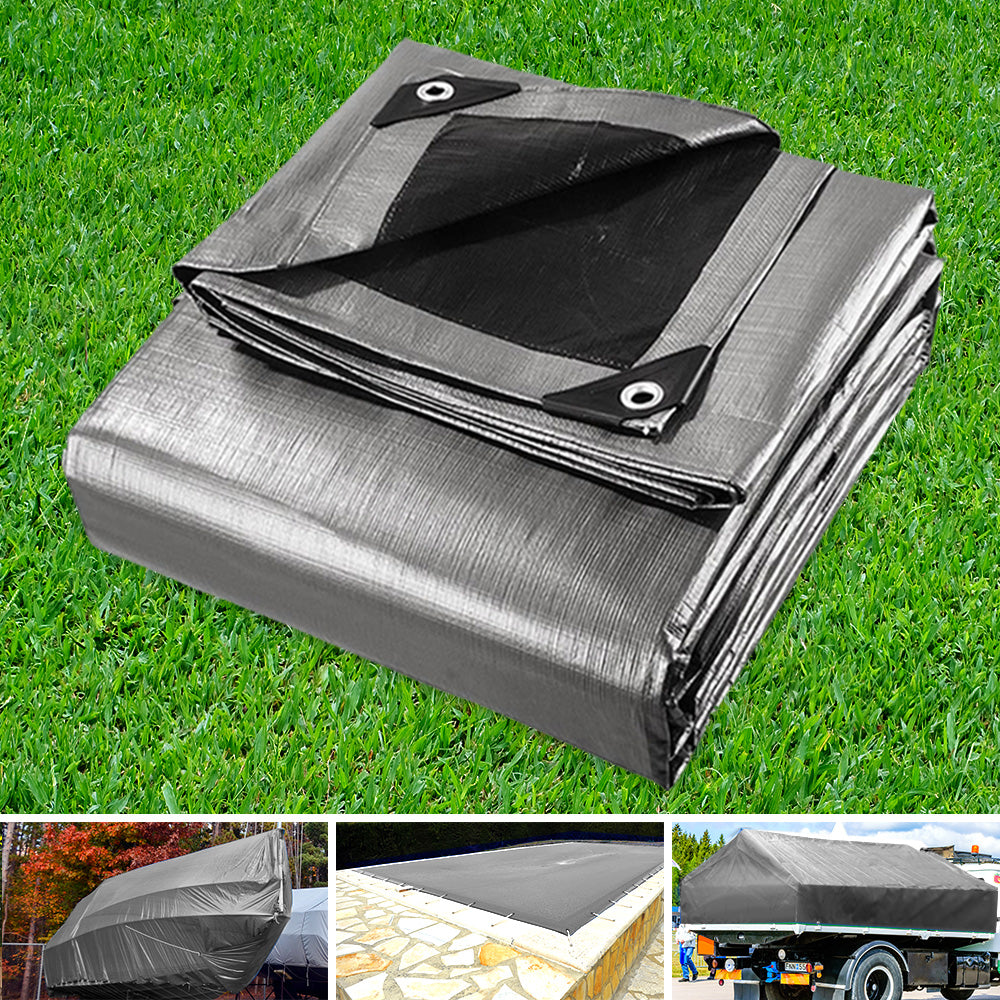 Instahut 3x3.6m Canvas Tarpaulin Heavy Duty Camping Sun Cover