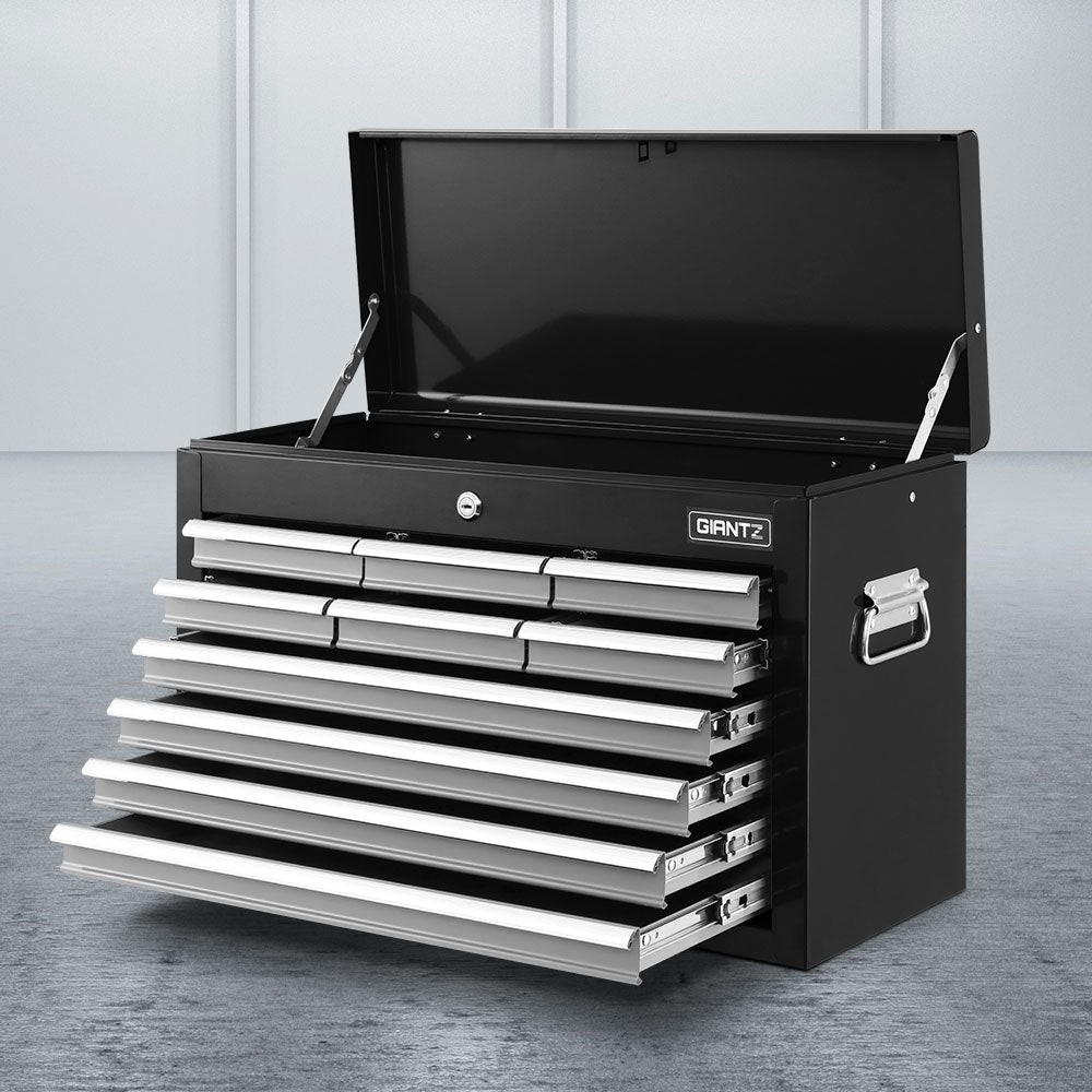 Giantz 10-Drawer Tool Cabinet Chest Garage Organiser Black Grey