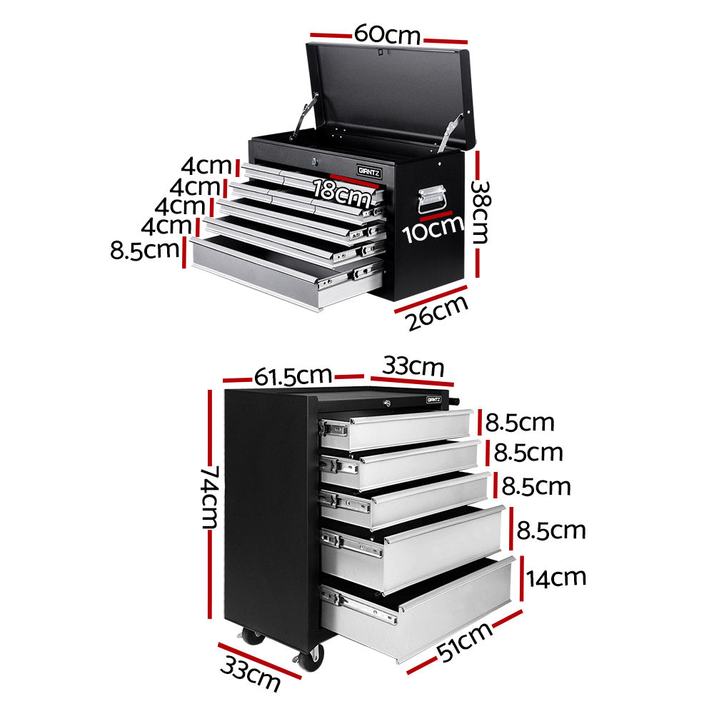 Giantz 14-Drawer Tool Box Cabinet Trolley Grey