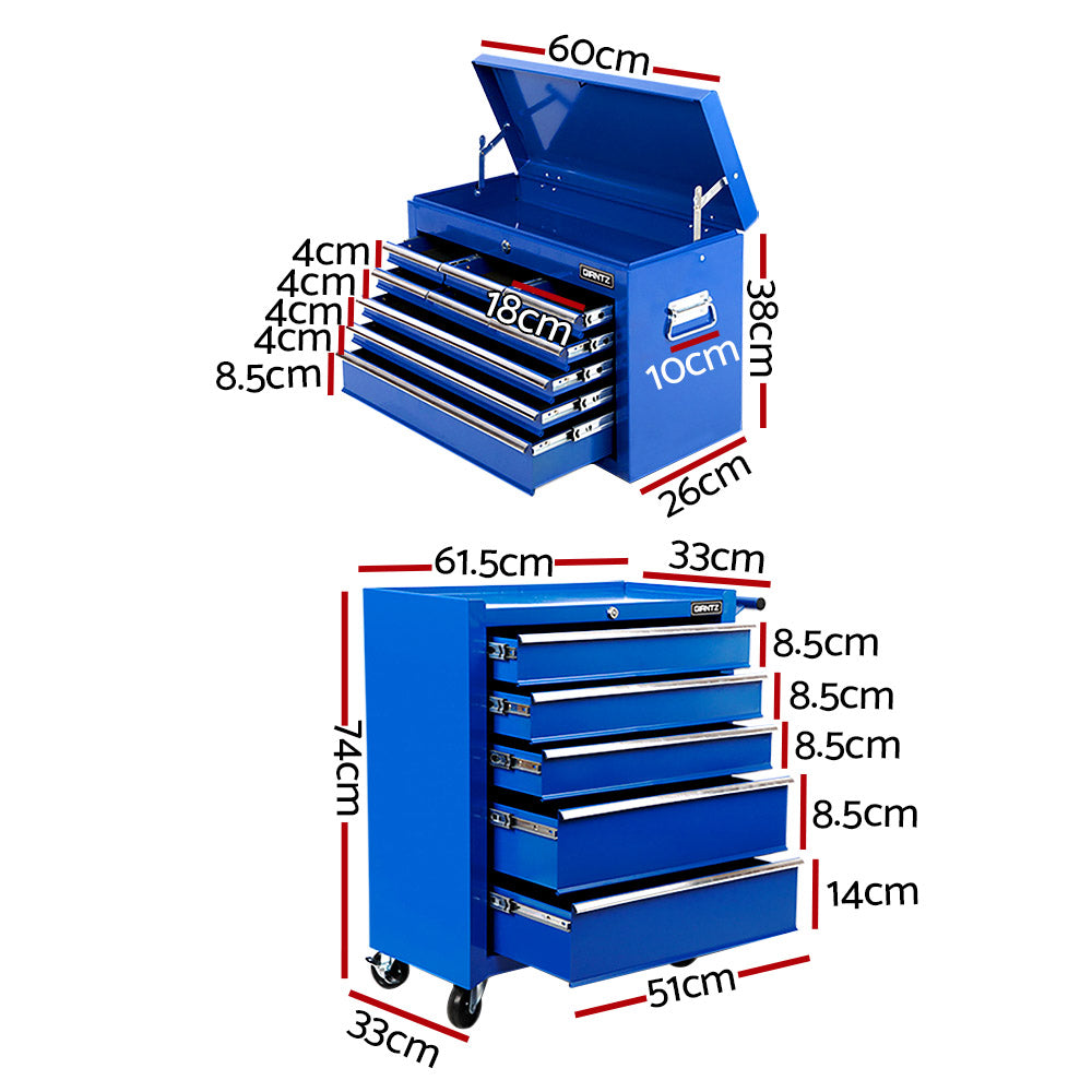 Giantz 14-Drawer Tool Trolley Cabinet Mechanic Garage Storage Blue