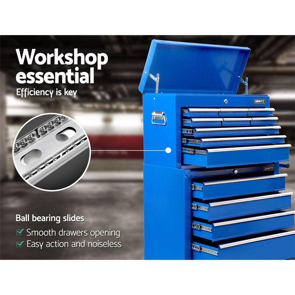 Giantz 14-Drawer Tool Trolley Cabinet Mechanic Garage Storage Blue
