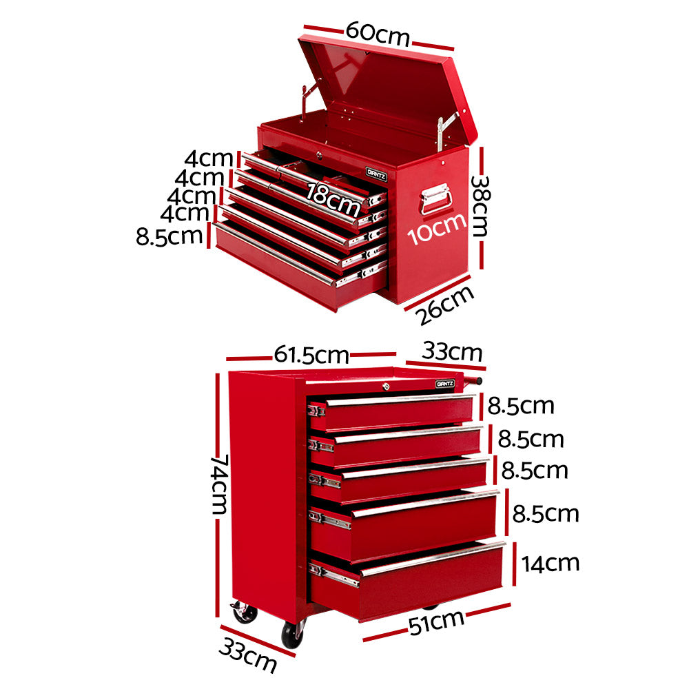 Giantz 14-Drawer Tool Cabinet Trolley Red