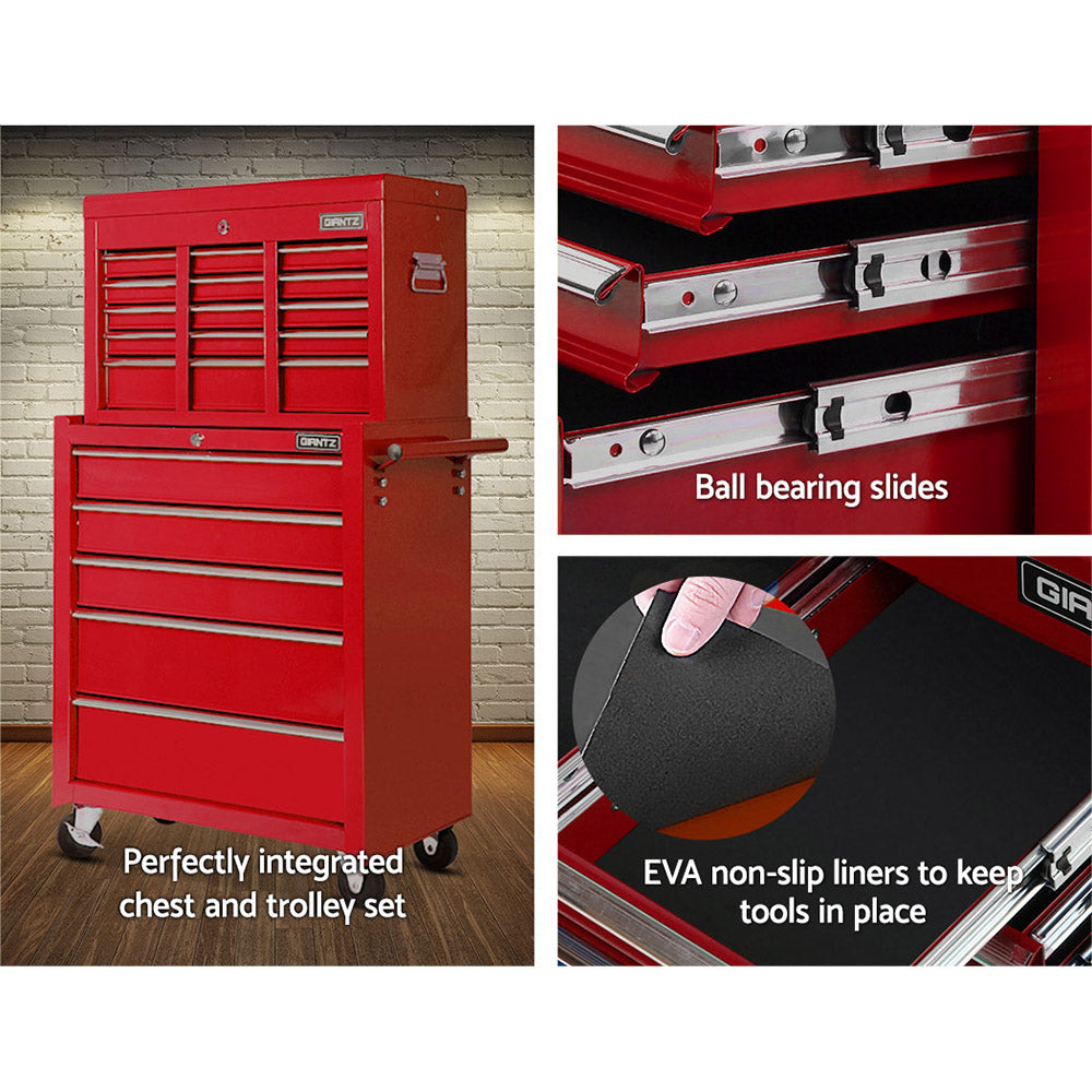 Giantz 14-Drawer Tool Cabinet Trolley Red