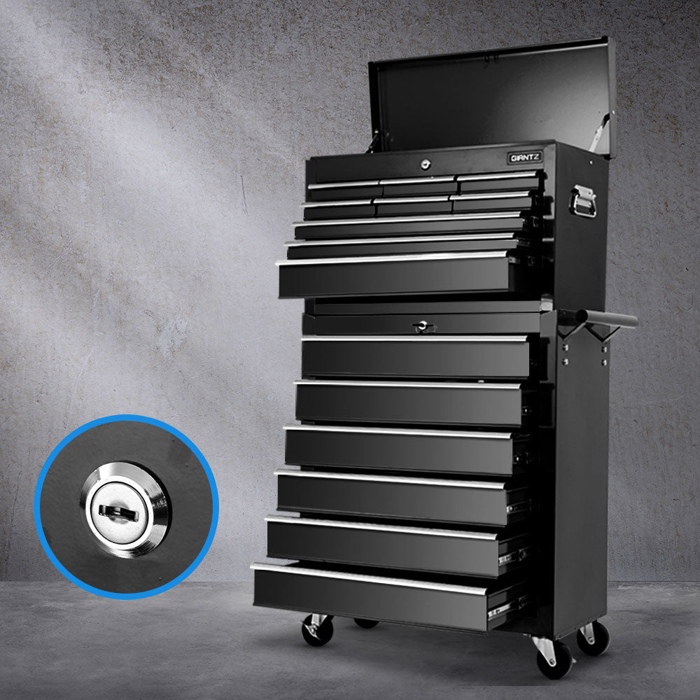 Giantz 15-Drawer Tool Trolley Cabinet Black