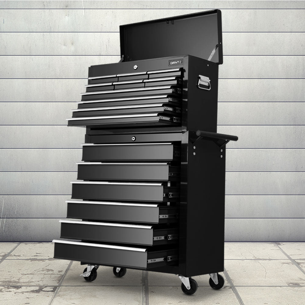 Giantz 16-Drawer Tool Chest Trolley Black Garage Storage
