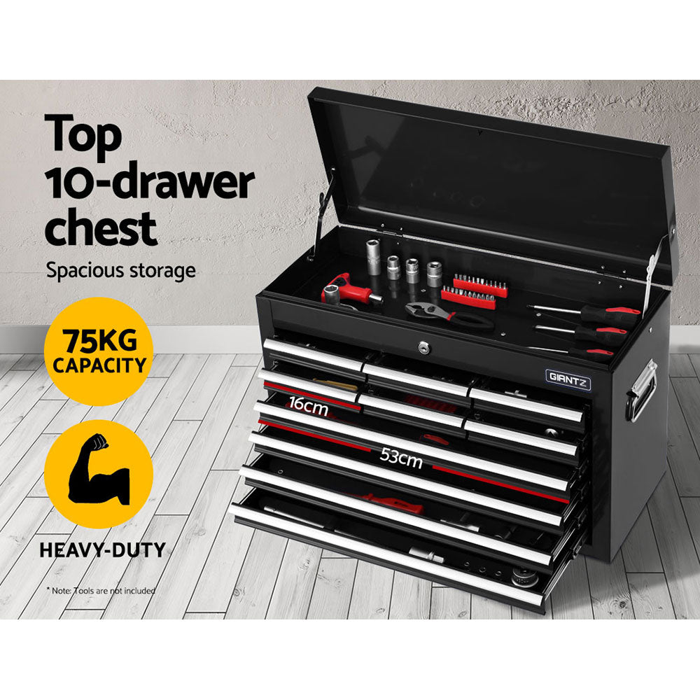 Giantz 16-Drawer Tool Chest Trolley Black Garage Storage