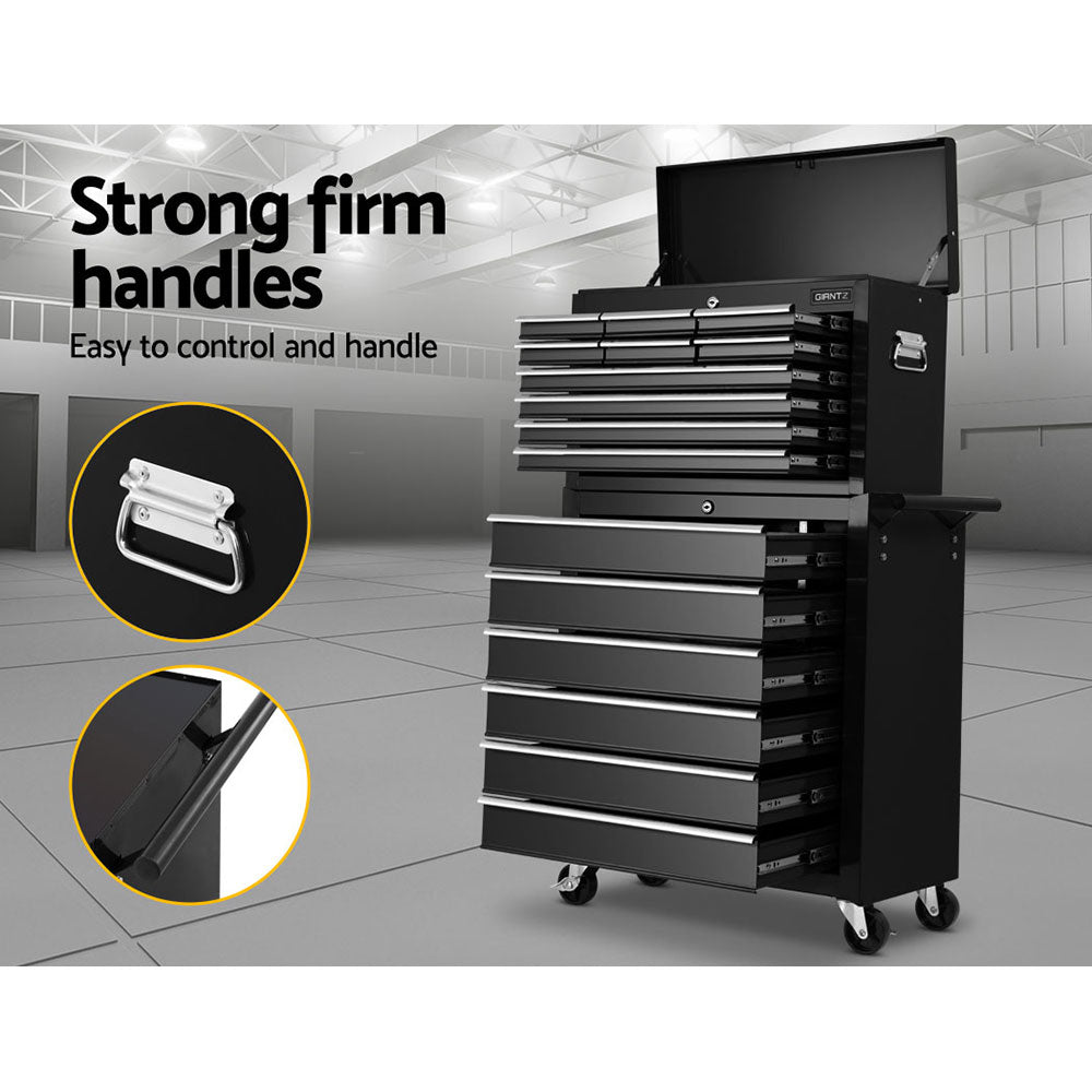 Giantz 16-Drawer Tool Chest Trolley Black Garage Storage