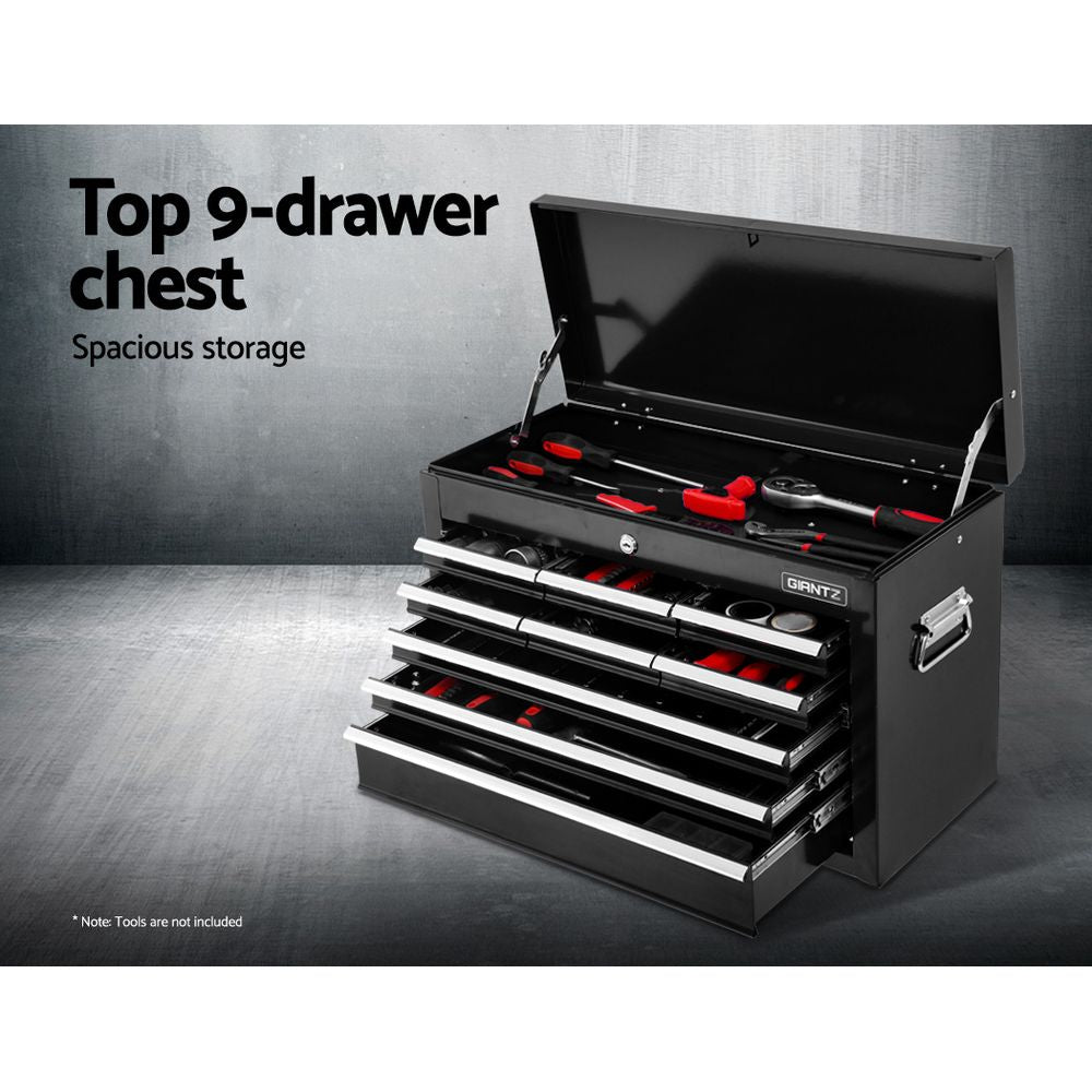 Giantz 16-Drawer Tool Box Cabinet Trolley Black