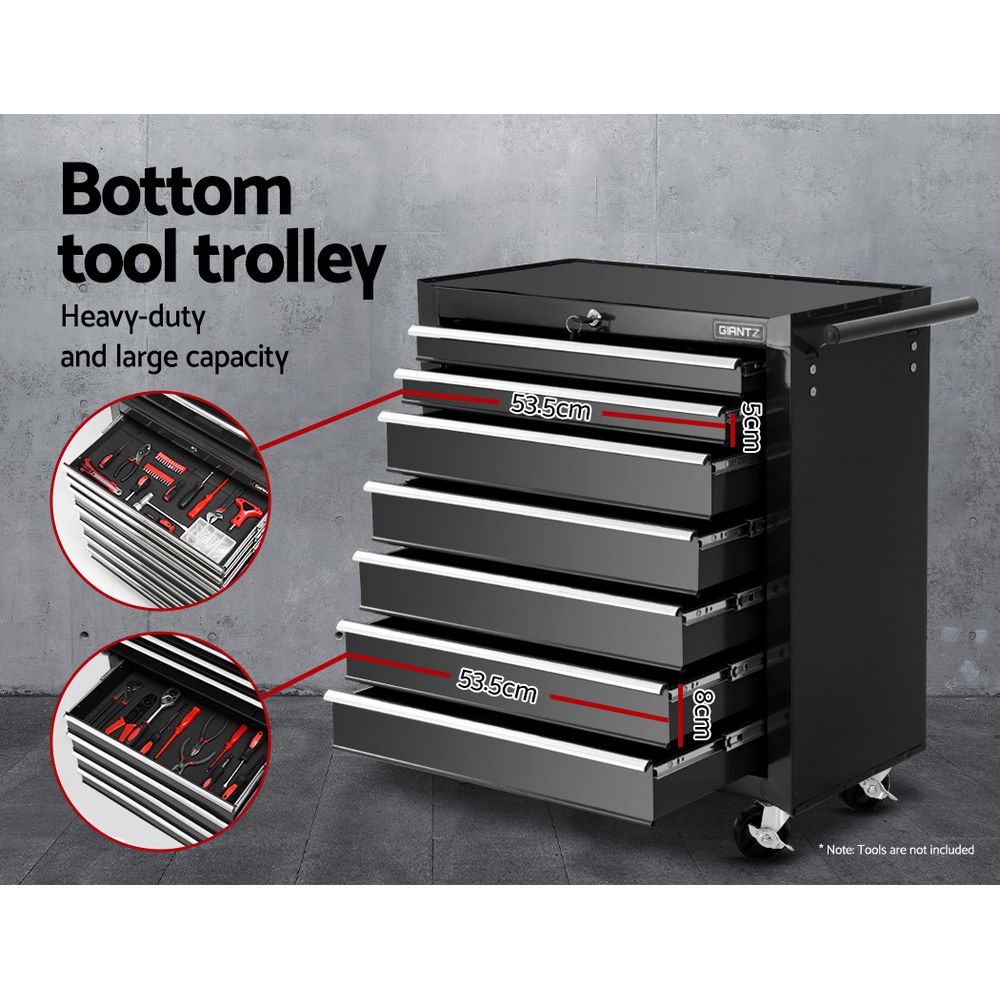Giantz 16-Drawer Tool Box Cabinet Trolley Black