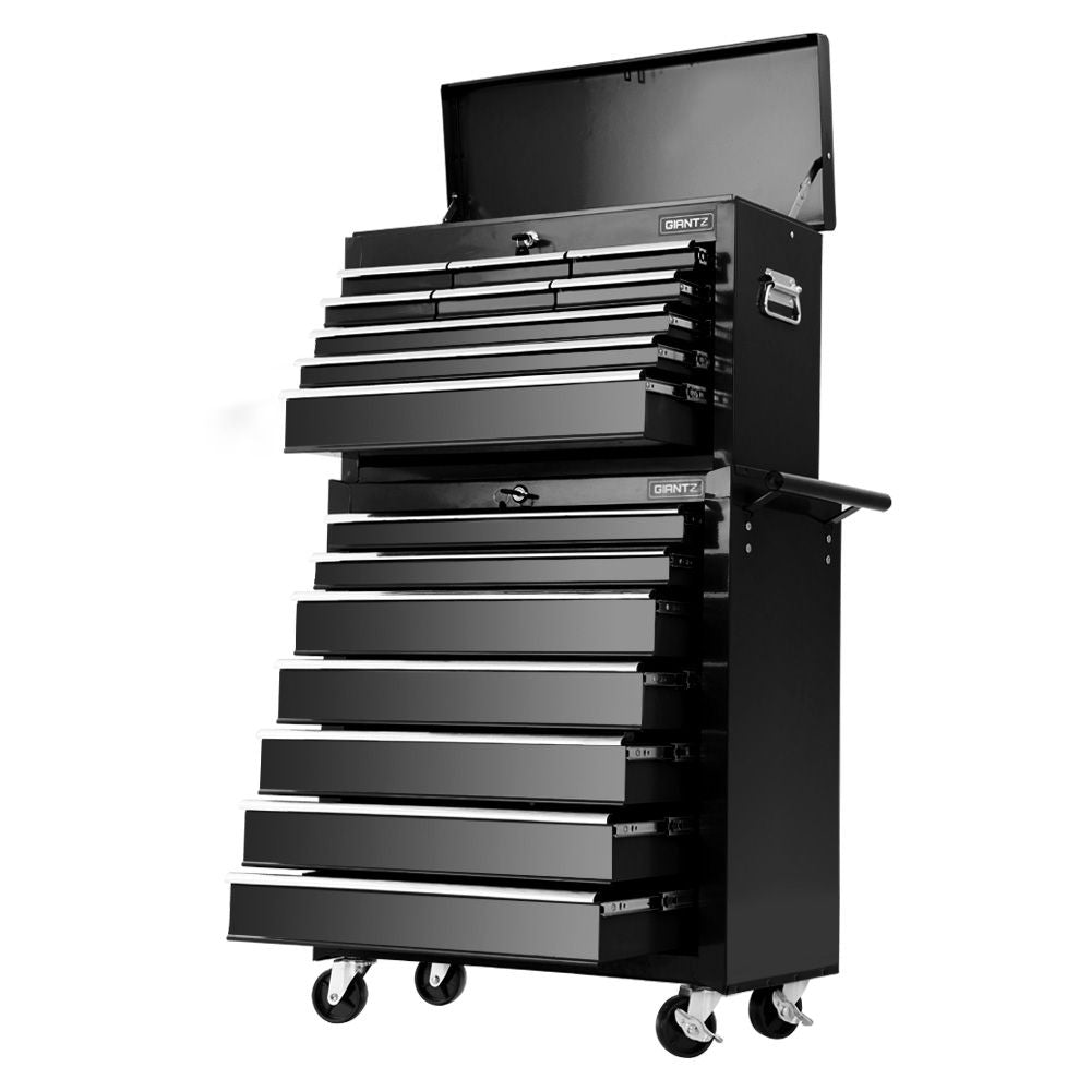 Giantz 16-Drawer Tool Box Cabinet Trolley Black