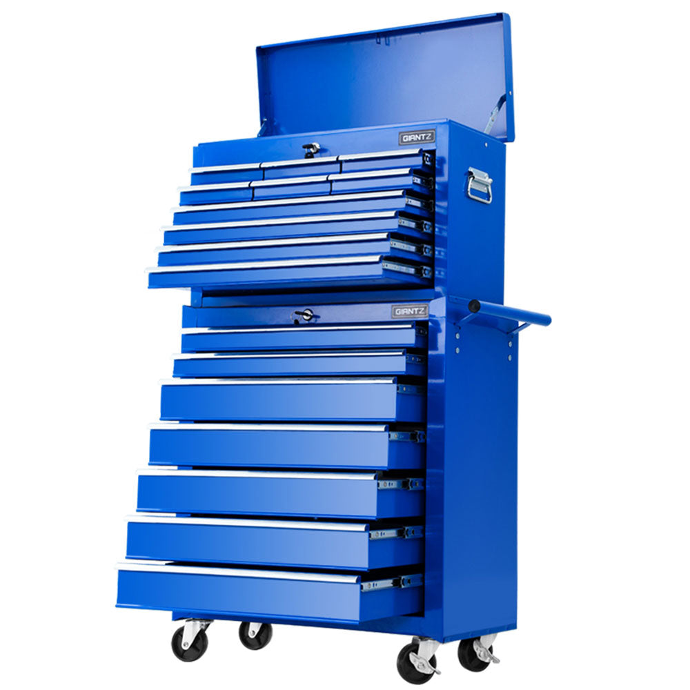 Giantz 17-Drawer Tool Box Cabinet Trolley Blue