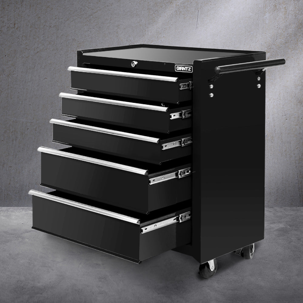Giantz 5 Drawer Steel Tool Chest Trolley Black