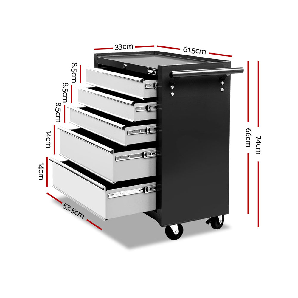 Giantz 5-Drawer Tool Trolley Cabinet Chest Grey