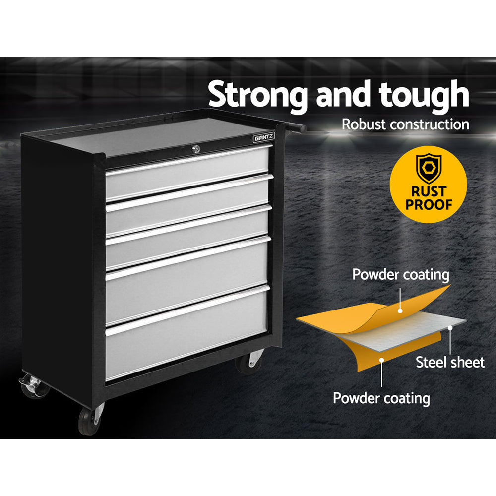 Giantz 5-Drawer Tool Trolley Cabinet Chest Grey