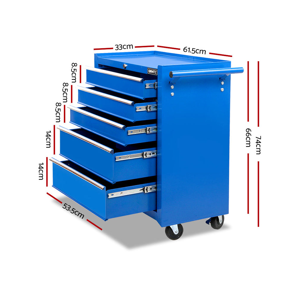 Giantz 5-Drawer Tool Trolley Cabinet Chest Blue