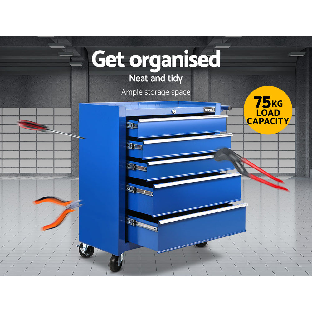 Giantz 5-Drawer Tool Trolley Cabinet Chest Blue