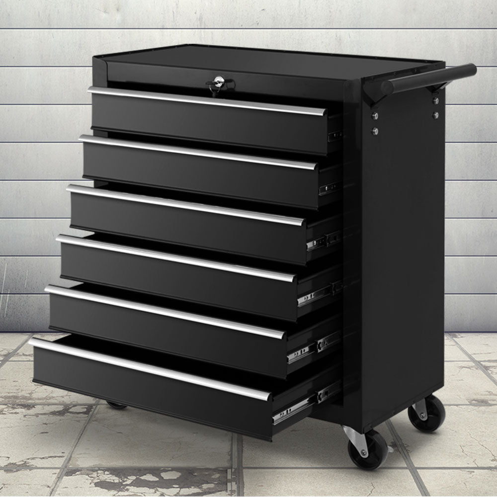 Giantz 6 Drawer Tool Trolley Cabinet Black