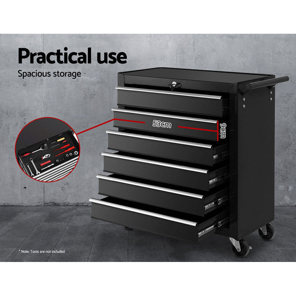Giantz 6 Drawer Tool Trolley Cabinet Black