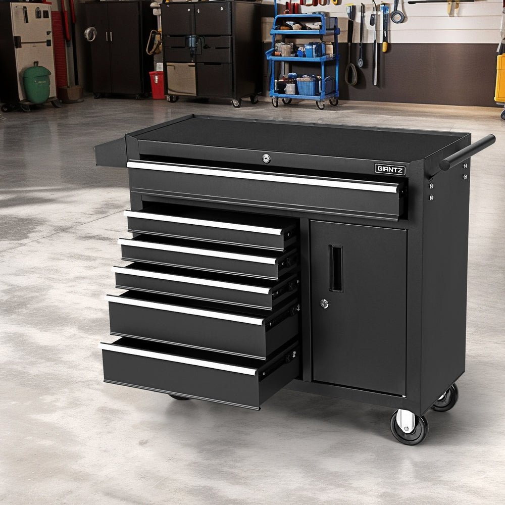 Giantz 6-Drawer Tool Trolley Chest Cabinet Black Wheels