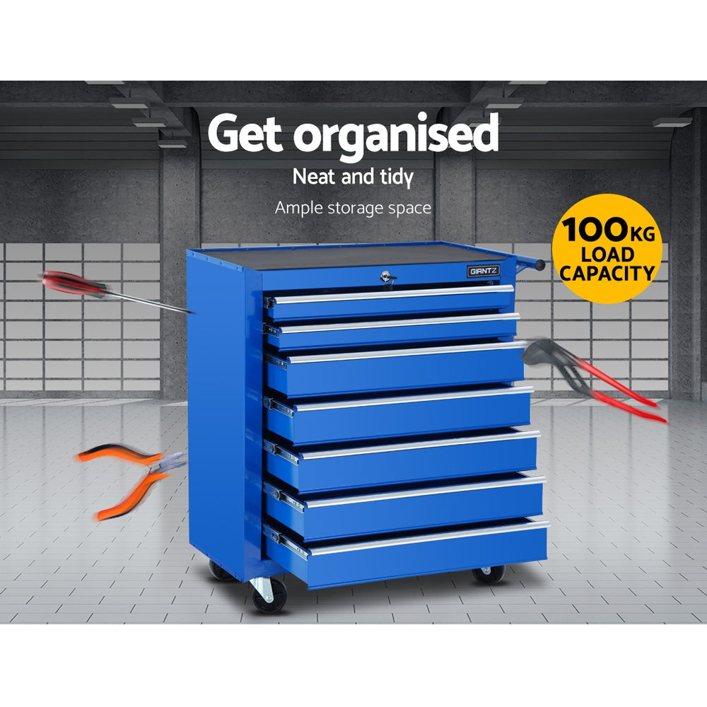 Giantz 7-Drawer Tool Trolley Cabinet Blue