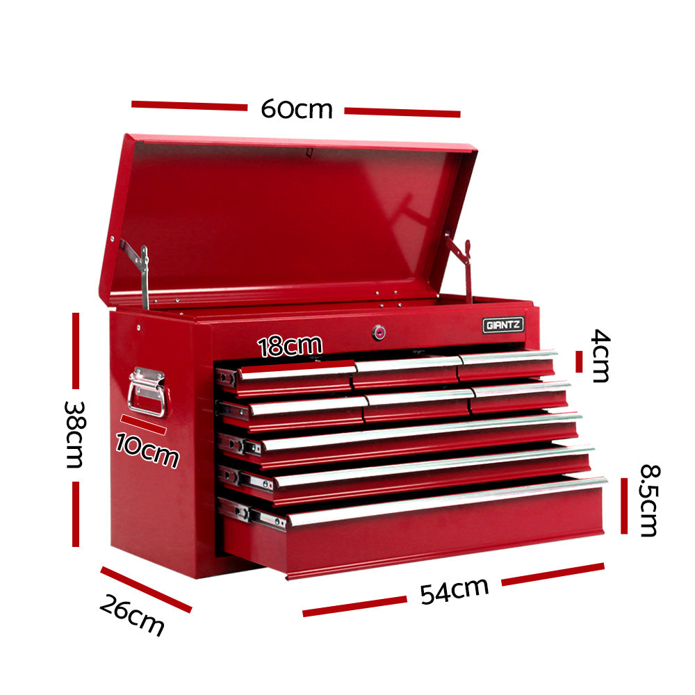 Giantz 9 Drawer Tool Box Cabinet Chest Red