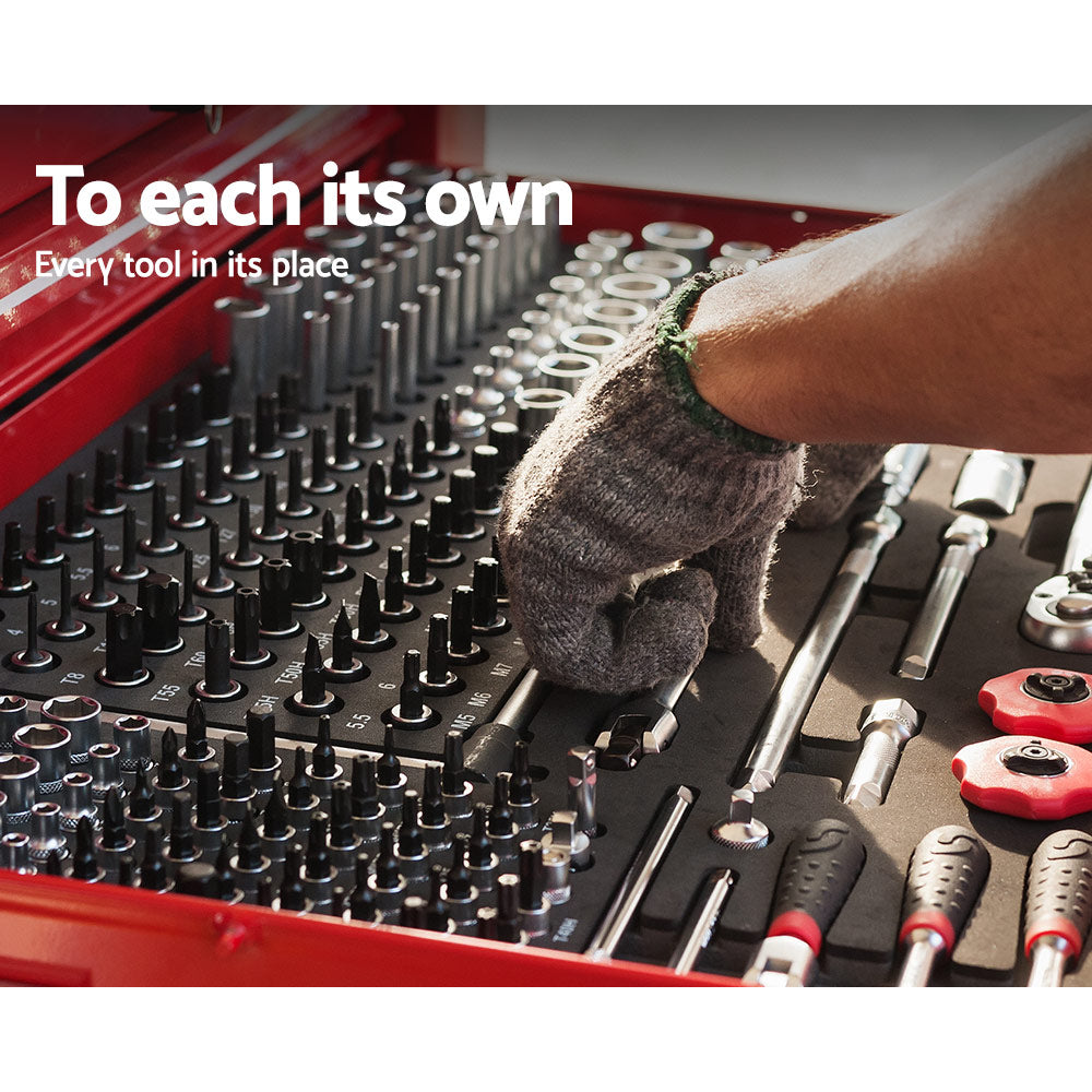 Giantz 9 Drawer Tool Box Cabinet Chest Red