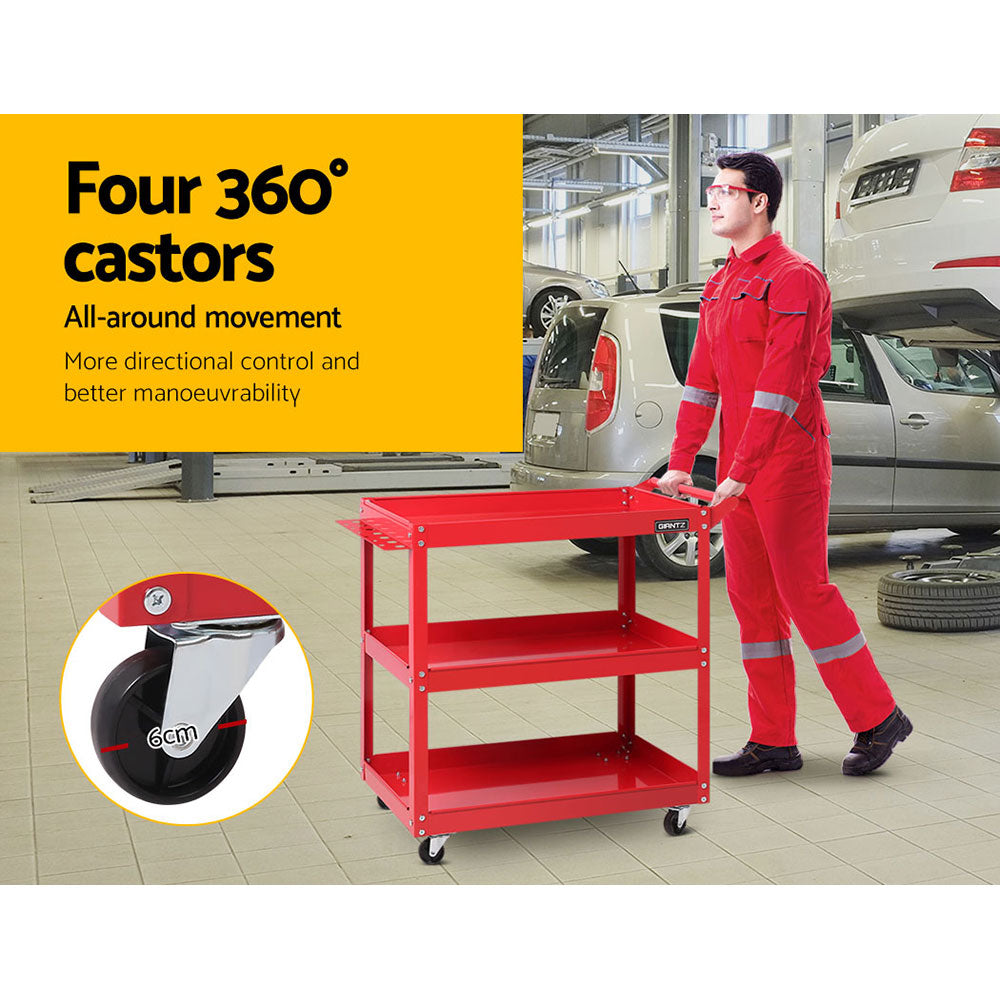 Giantz 3-Tier Tool Cart Trolley Red Workshop Garage Storage
