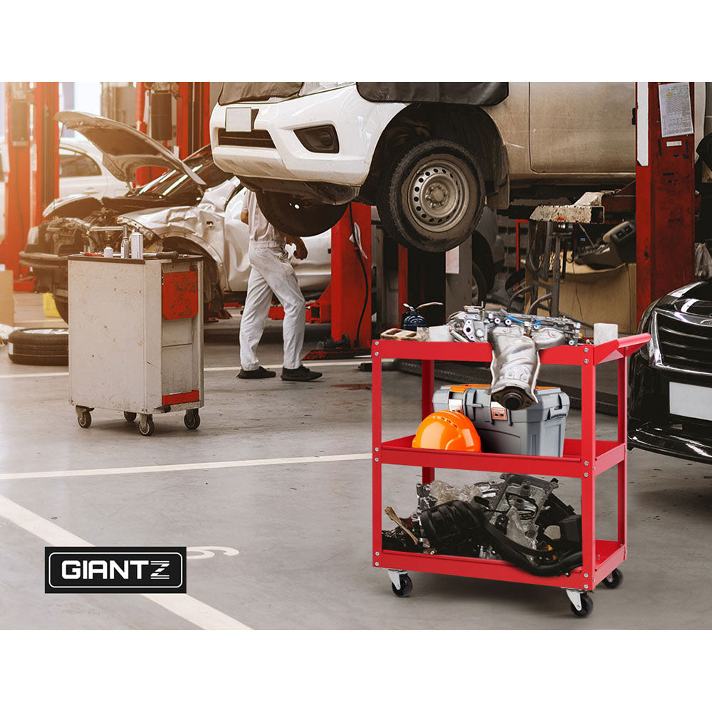 Giantz 3-Tier Tool Cart Trolley Red Workshop Garage Storage