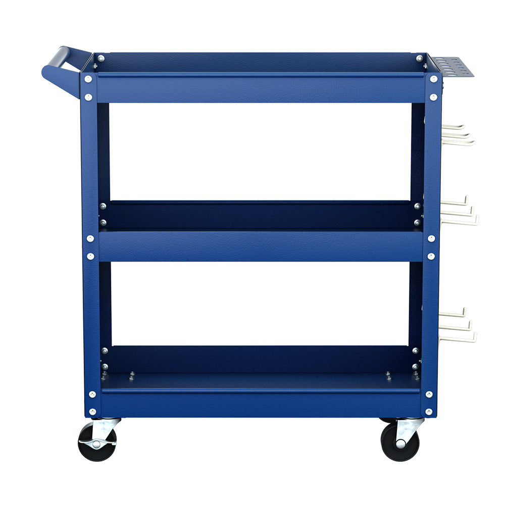Giantz 3-Tier Tool Cart Trolley Pegboard Hooks Blue