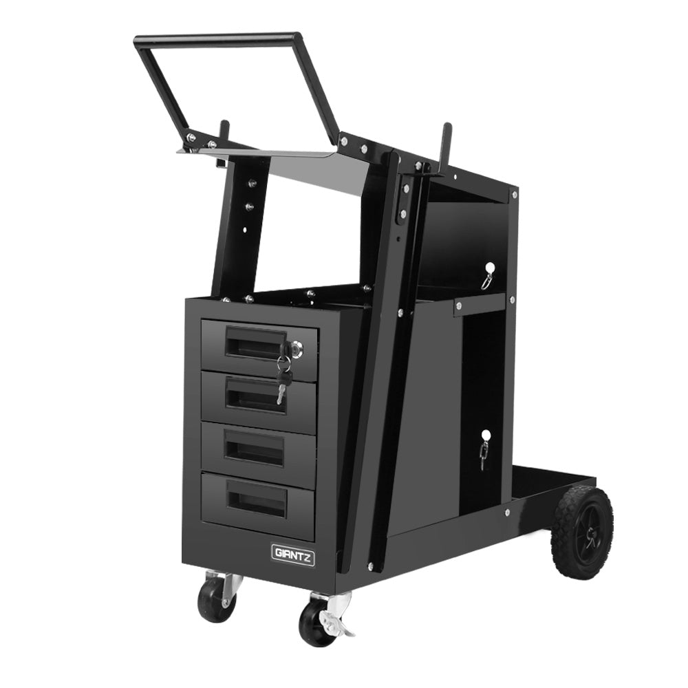 Giantz Welding Trolley Cart with 4 Drawers Black