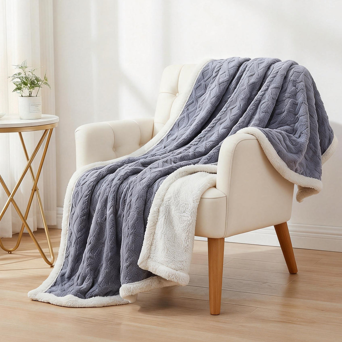 Giselle Throw Blanket 152x203cm Double-Sided Fleece Lightweight