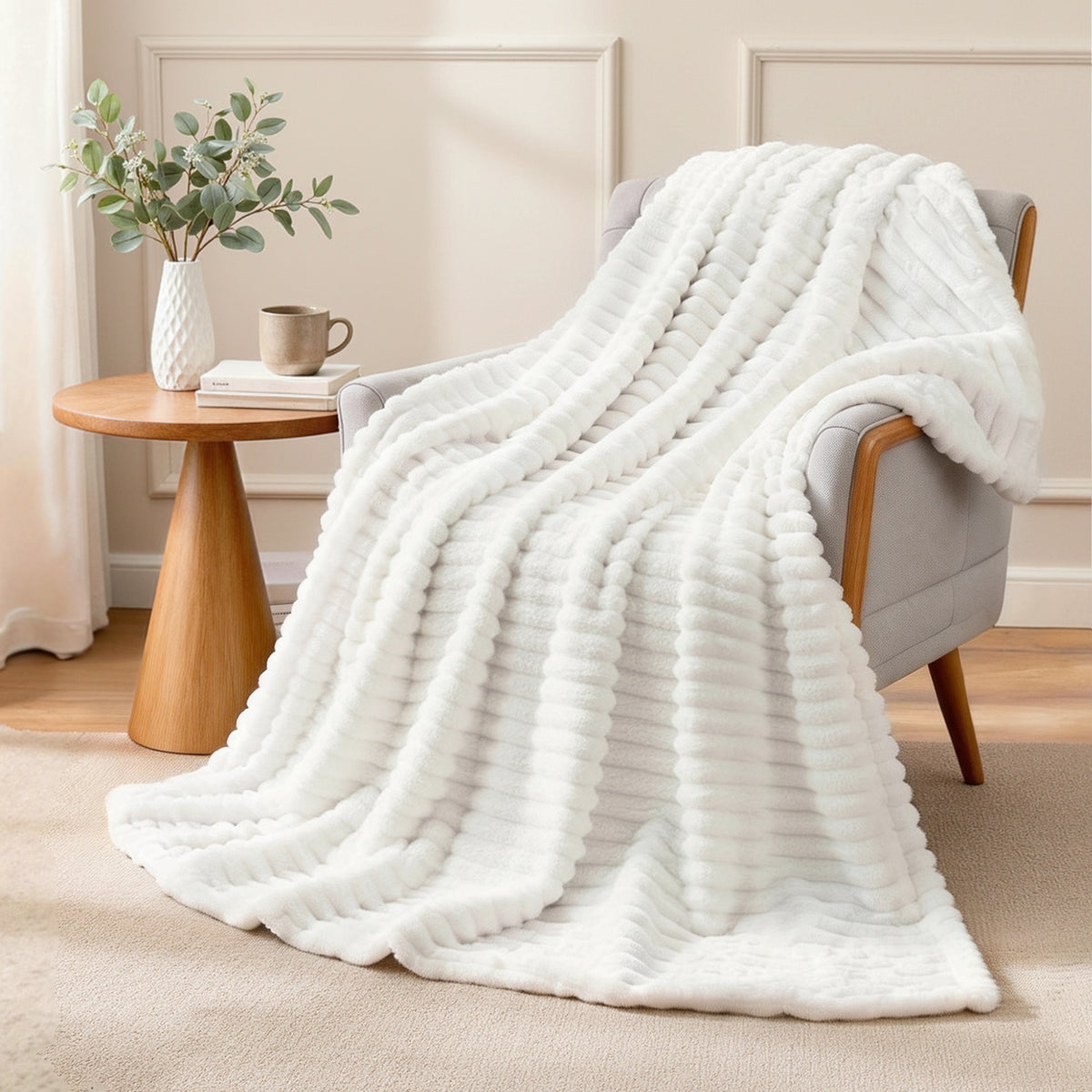 Giselle Fleece Throw Blanket 203x230cm Soft Lightweight Sofa Bed Throw