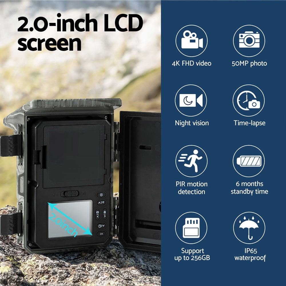 UL-tech 4K 50MP Solar Trail Camera Camouflage Wildlife