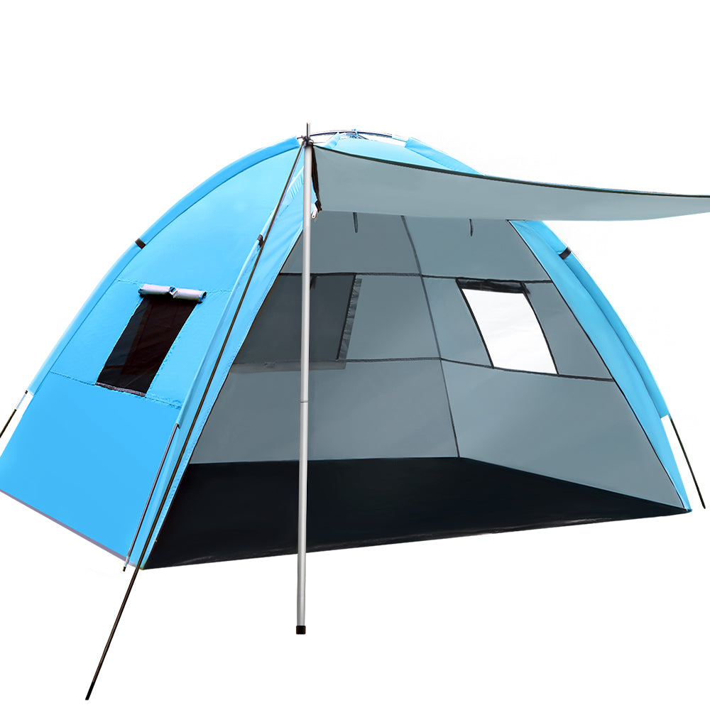 Weisshorn 4-Person Camping Tent Beach Hiking Shelter Blue