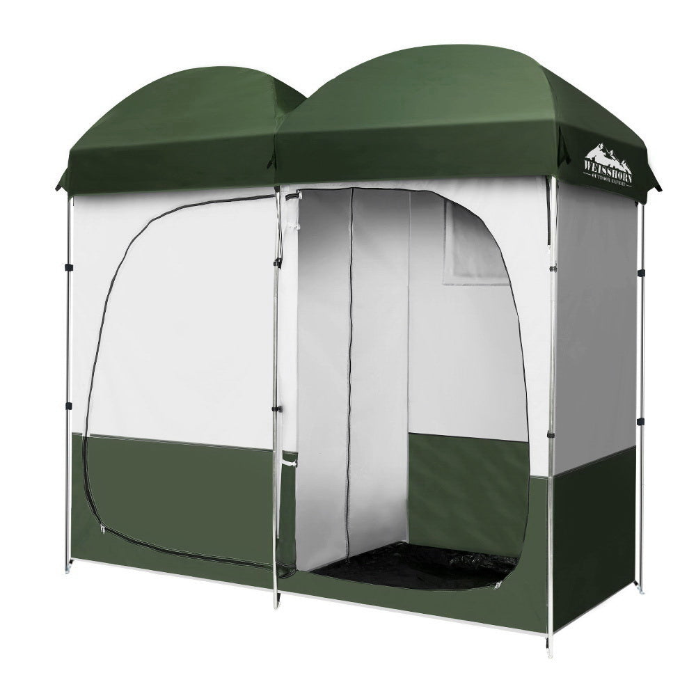 Weisshorn Double Portable Shower Toilet Tent Green