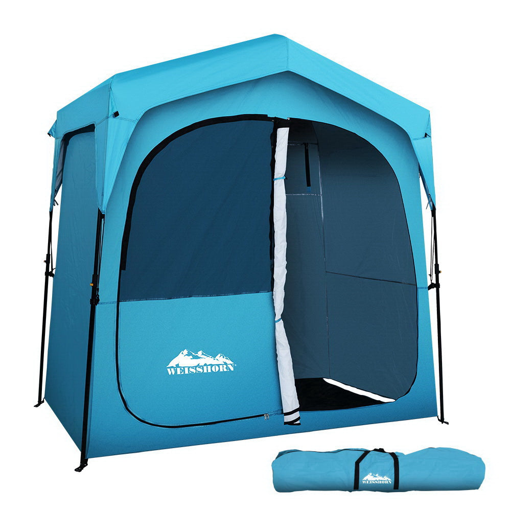 Weisshorn Double Camping Shower Toilet Tent Fast Set Up Blue