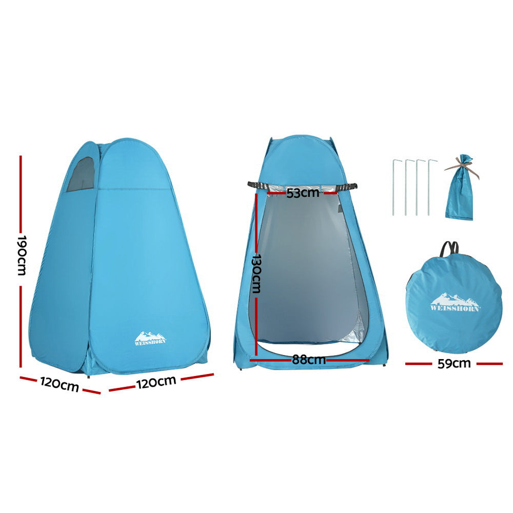 Weisshorn Pop-Up Camping Shower Tent Blue