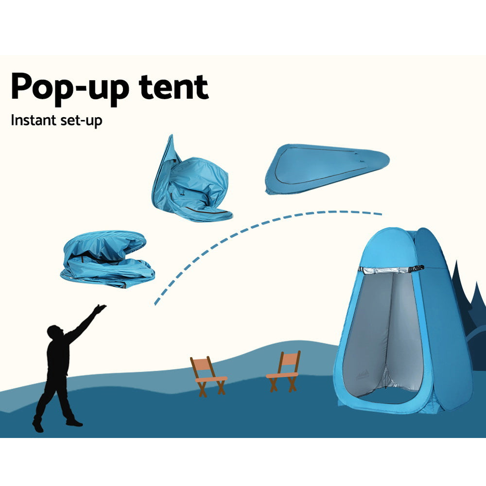Weisshorn Pop-Up Camping Shower Tent Blue