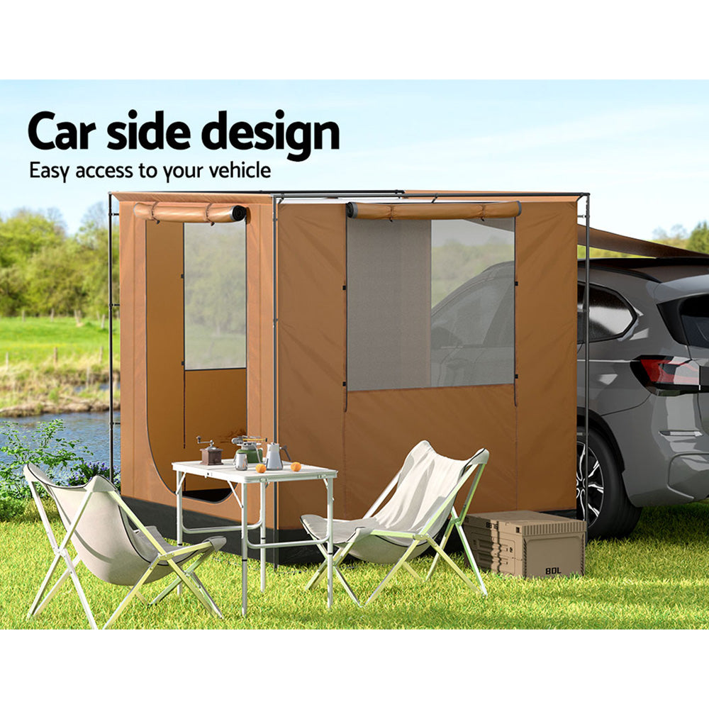 Weisshorn 2x2m SUV Awning Tent Brown 4WD Camping Canopy