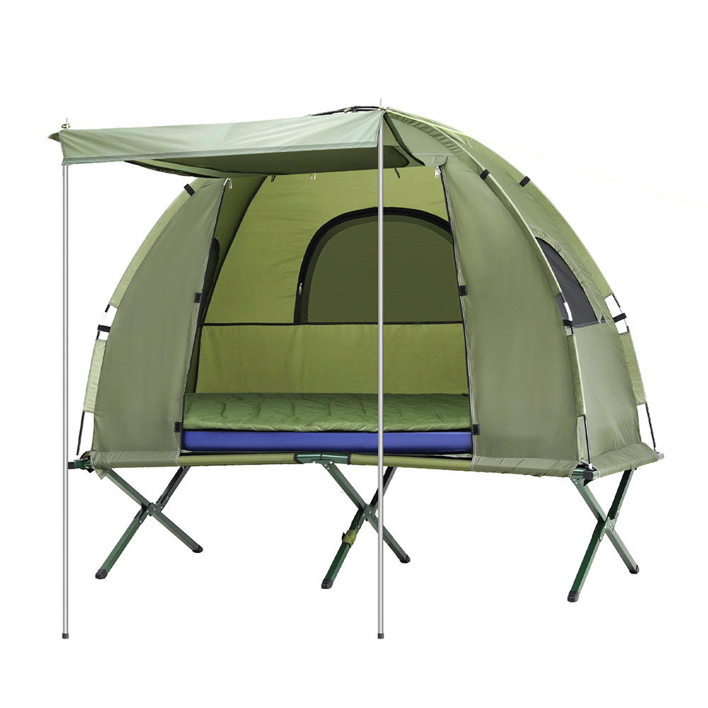 Weisshorn 5-in-1 Camping Tent Cot Single Air Mattress Green/Blue
