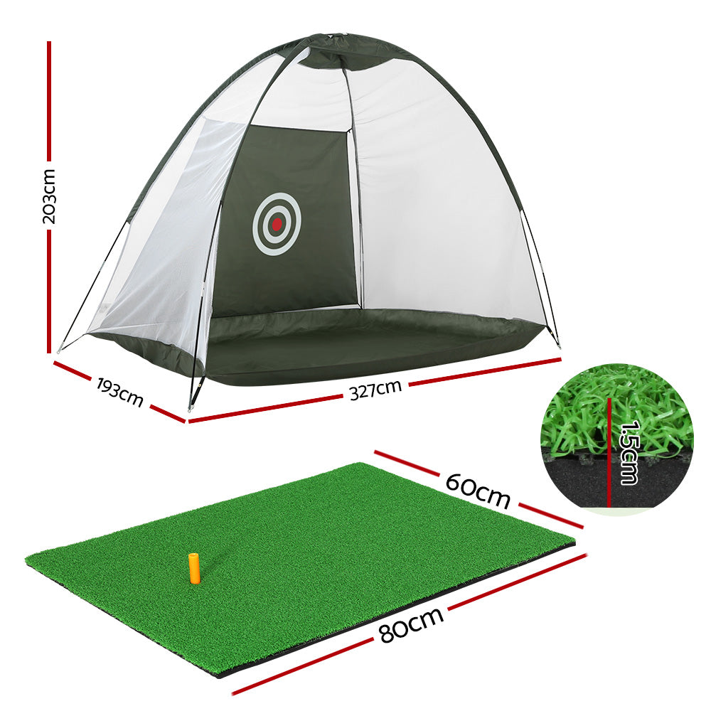 Everfit 3M Golf Practice Net & Training Mat Set Green